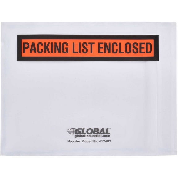 Global Industrial Packing List Envelopes W/Print 4-1/2""L x 5-1/2""W Orange 1000