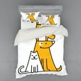 thumbnail image 2 of Ambesonne Cartoon Bedding Set 3 Pcs, Cats and Dogs Friends, Twin XL, Black White and Apricot, 2 of 3