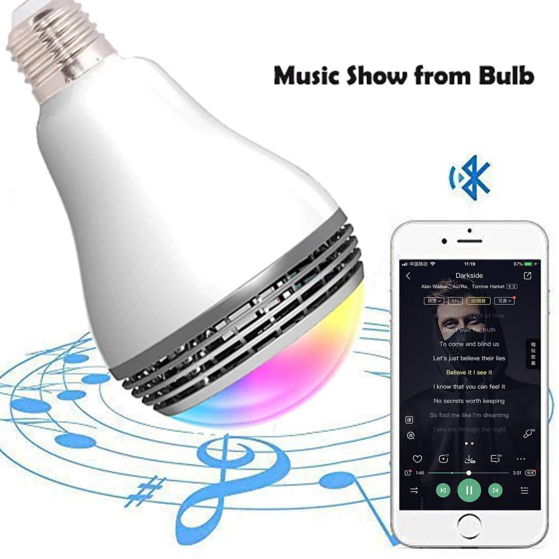 1Pack Bluetooth Light Bulbs Wireless Speaker E27 Smart LED Light Bulb Timer Switch APP Remote