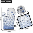thumbnail image 6 of Blue Flowers Kitchen Oven Mitt and Pot Holder Sets 2 Pcs for Baking, Cooking and Grilling, Heat Resistant Up To 392 °F, 6 of 7