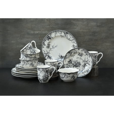 

LLBAOBB Adelaide Black 16 Piece Dinnerware Set