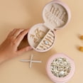 thumbnail image 5 of Yiaed Starfish and Sea Shells Print Travel Jewelry Case Bridesmaid Gift Boxes Jewelry Travel Organizer Small Round Jewelry Box Mini Storage-Pink, 5 of 7