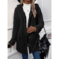 thumbnail image 6 of Womens Winter Fleece Hooded Jackets Graphic Fuzzy Warm Coat Cardigan Jacket Side Split Fall Outerwear Black XXL, 6 of 9