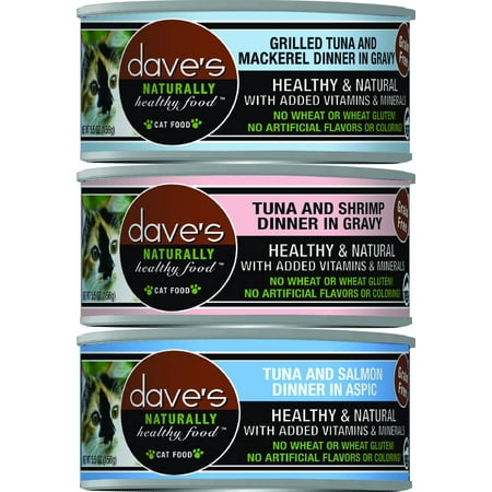 Dave's Pet Food Naturally Healthy Grain-Free Canned Cat Food Mixed 5.5 oz x 18 cans  Tuna & Mackerel Tuna & Shrimp Tuna & (Best Grain Mix For Horses)