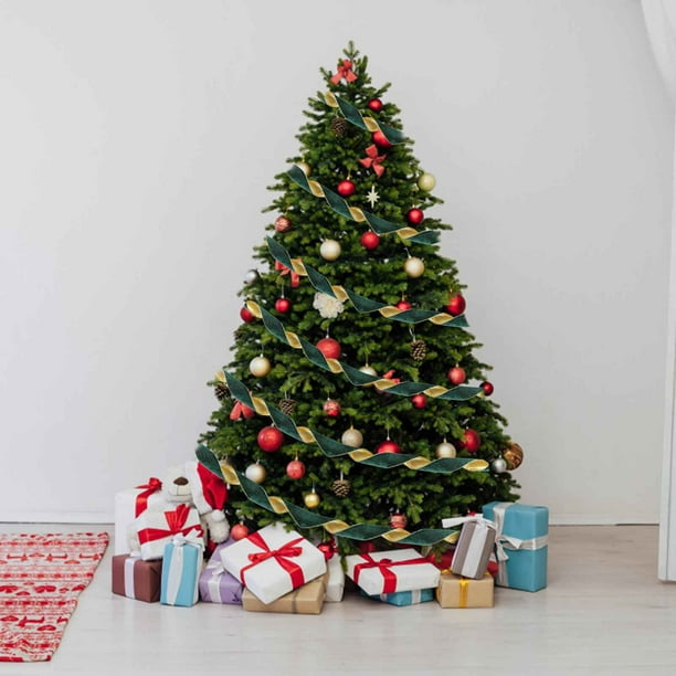Xihbxyly Cinta Navideña de 6,3 Cm, Material Flocado, Decoración Versátil para Árboles y Regalos, Perfecta para Manualidades Navideñas, Decoración Del Hogar y La Oficina, 2 M de Largo, Color Rojo Fest