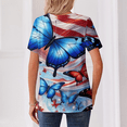 thumbnail image 3 of Iaqnaocc American Flag Tops for Women 4th Of July Short Sleeve Button V-Neck Patriotic American Flag Butterfly Tops Retro 2026 Summer Plus Size T Shirts for Women Red M, 3 of 3