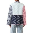 thumbnail image 5 of Women's Cropped Quilted Jacket Cardigan Floral Printed Long Sleeve Open Front Short Coats Powder Blue S, 5 of 10