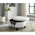 thumbnail image 2 of Partner Furniture 30" Round Faux Leather Tufted Storage Ottoman in White, 2 of 6