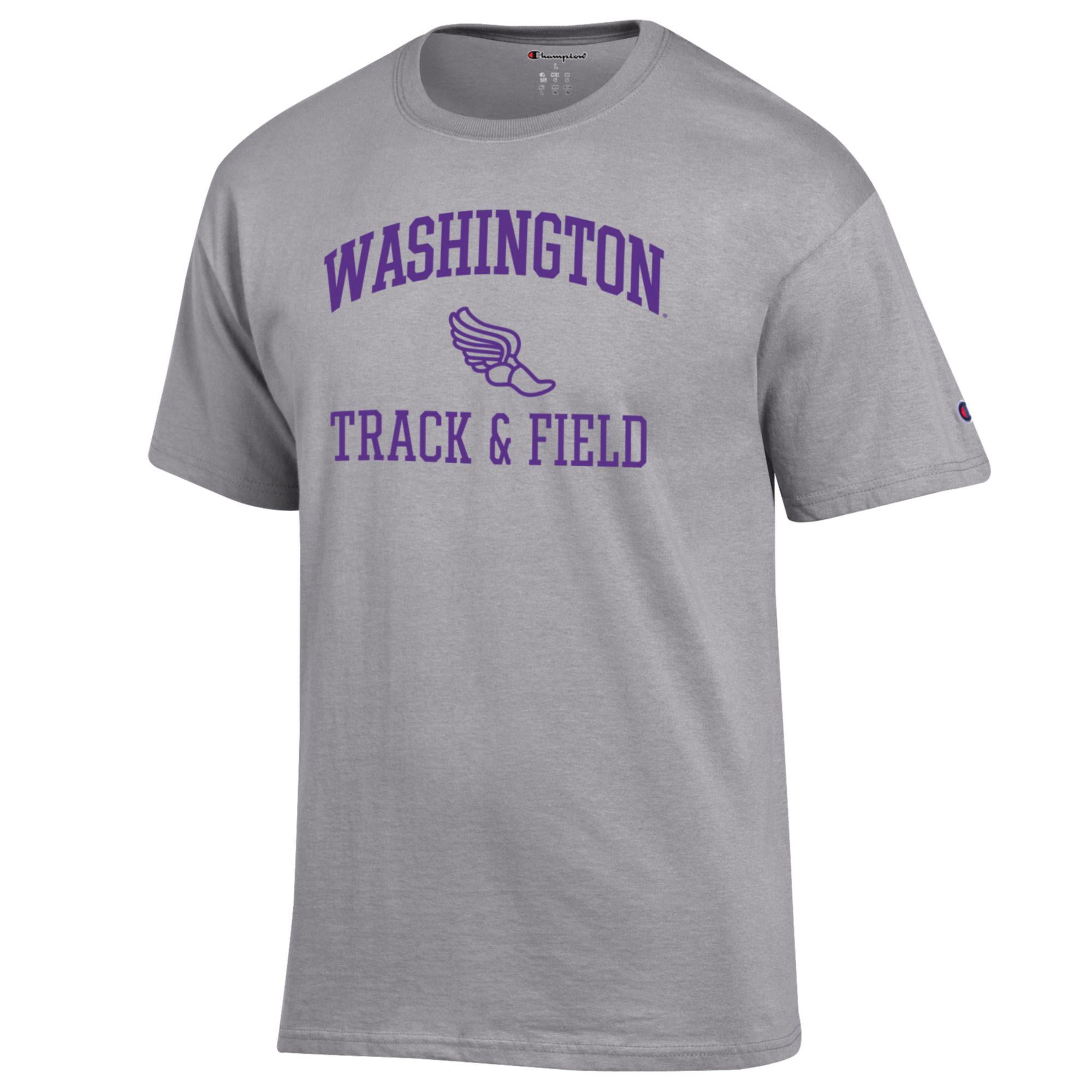 Men's Champion  Gray Washington Huskies Track & Field Icon T-Shirt