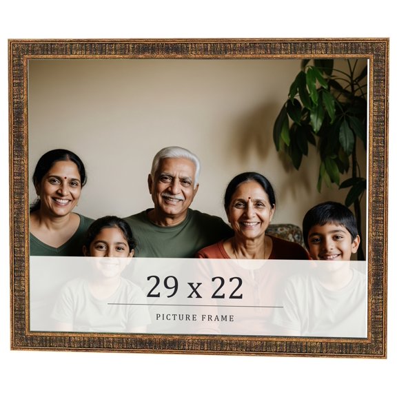 29x22 Frame Gold Kingsley Distressed Solid Wood Picture Frame Width 0.75 Inches | Interior Frame