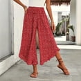 thumbnail image 2 of Womens Polka Dot Gaucho Wide Leg Pants Ruffle Elastic Waist Palazzo Pants Flowy Summer Vacation Red XL, 2 of 5