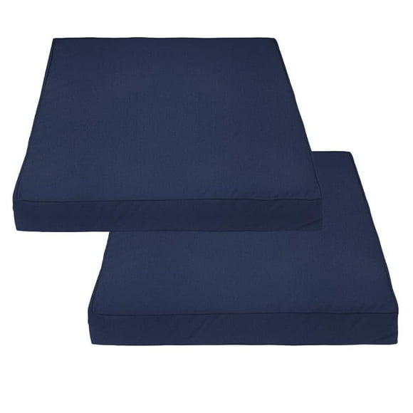 Covers&All Housse de Coussin Carrée pour Sièges de Canapé de Patio, Résistante aux UV et à l'Eau, Lavable pour l'Extérieur All contre les Intempéries, Housse Seulement (Lot de 2) (36 Pouces L x 36 Pouces P x 4 Pouces d'Épaisseur, Bleu Marine)