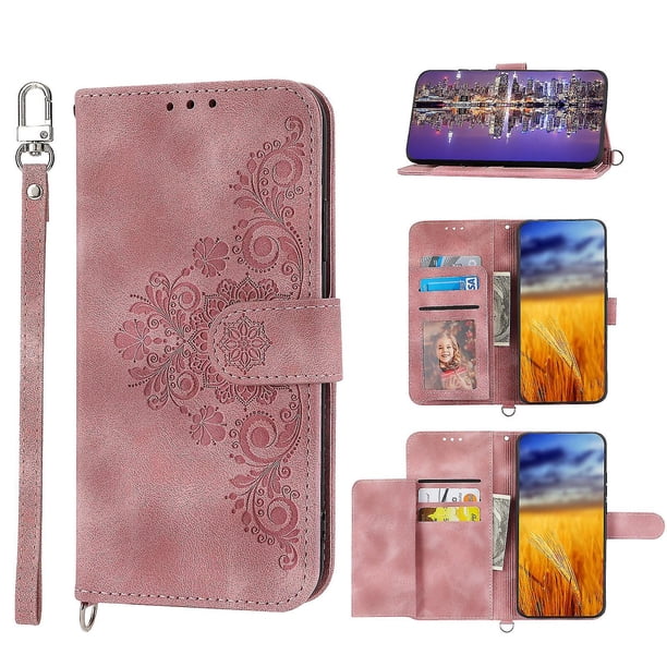 Funda de piel sintética estilo empresarial para Samsung S23 con tarjetero Lenyard