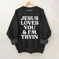 thumbnail image 4 of Women's Sweatshirts 2025 Jesus Loves You Sweatshirts Christian Sweatshirt Casual Pullover Top Sweatshirt for Women, 4 of 5