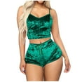 thumbnail image 2 of Cuhas Lingerie Bras for Women New Deep V Sexy Lingerie Velvet Camisole Bow Shorts Set Bra Underwear Underwear Women Green M, 2 of 7