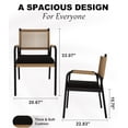 thumbnail image 3 of Set of 2 patio rattan sillas con cushions - all-weather outdoor dining armchairs con armrests y metal frame para patio y garden (negra), 3 of 6
