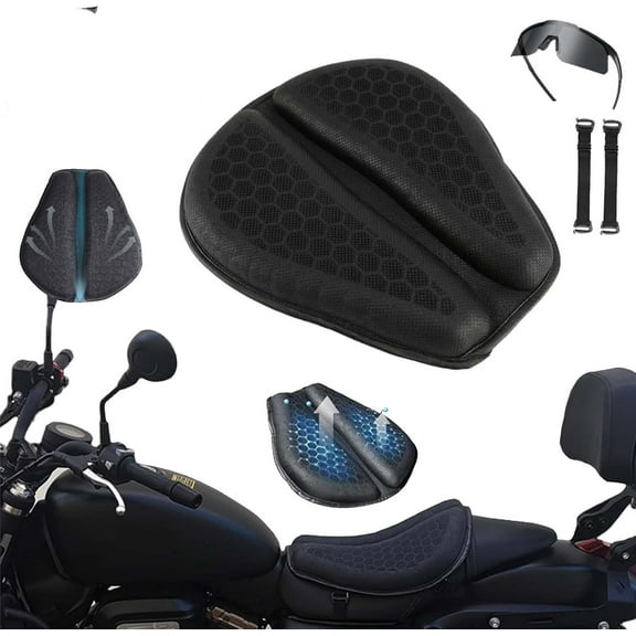 Cushion - Motorcycle Gel Seat Pad, 3D-Honeycomb, Shock Absorption Not Stuffy, Protecting Sensitive Areas, Relief No More Tailbone Soreness, Ride 3X Longer, Discomfort on Long Rides