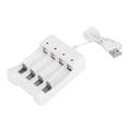 thumbnail image 2 of A04 ABS blanco respetuoso con el medio ambiente resistencia a altas temperaturas cargador USB de 4 ranuras de carga para batería AA/AAA, 2 of 8
