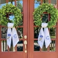 thumbnail image 4 of 20" Boxwood Wreath for Front Door -Spring Summer Wreaths Door Hanger with Personalized Monogram sash Embroidered Hydrangea & Letter (G), 4 of 14