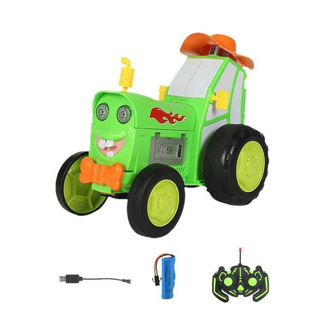 Ruifaya Coche acrobático Jumpfury con luces y música, coche de control remoto Jump Fury, tractor de juguete de control remoto, coche de control remoto giratorio de 360°, coche oscilante controlado p
