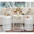 thumbnail image 2 of Y&M Set of 3 Metal Side End Tables Nightstand, Nesting Round Coffee Table for Indoor Outdoor, Heavy Duty Metal Plant Stand Living Room Garden Stool - White, 2 of 6