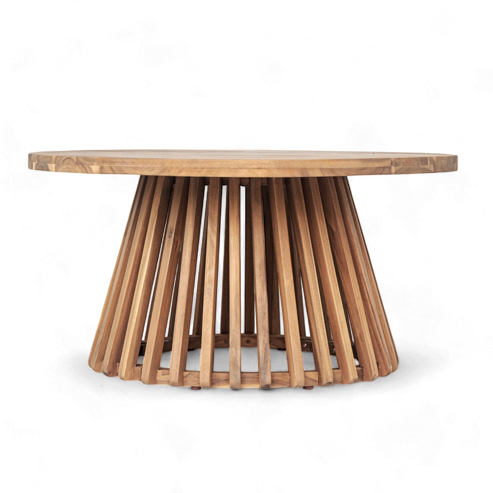 Outdoor Acacia Wood Coffee Table, 31.5" Round Patio Coffee Table for Backyard Balcony Lawn, Weather Resistant Wood Table, Light Teak