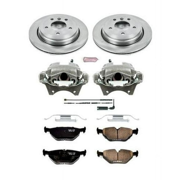 PowerStop Rear Stock Replacement Brake Pad and Rotor Kit with Calipers Fits: BMW Select Models KCOE2970