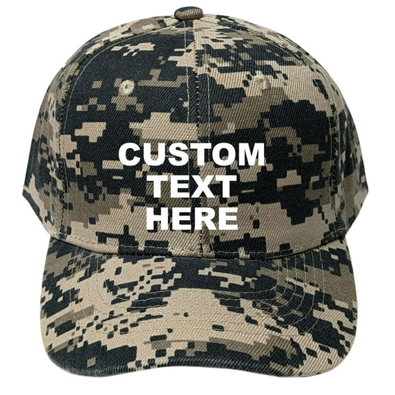 Digital Desert Camouflage Personalized Text Embroidered Unisex Baseball Cap, Adjustable Hat, Custom Text