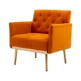 thumbnail image 2 of Modern Velvet Accent Chair, Leisure Single Sofa Chair with Metal Legs, Upholstered Tufted Armchair for Living Room Home Office, Orange, 2 of 7