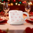 thumbnail image 5 of Valentine's Day Heart Ceramic Couple Mug with Coaster - Romantic Coffee/Tea Cup, Affordable Winter Holiday Gift, Value-Packed Festive Favorite Mug Set for Home & Office, Pink, 5 of 6