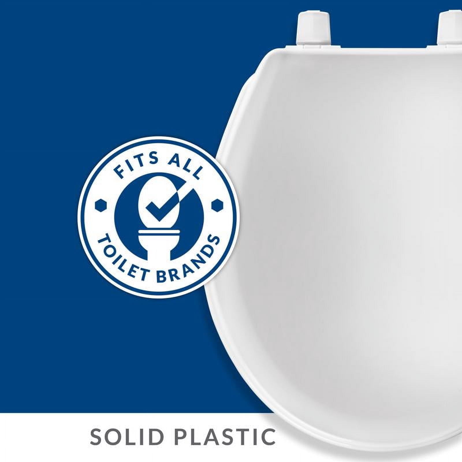 Mayfair 92B-000 Toilet Seat, Round, Plastic, White, Top-Tite Hinge