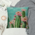 thumbnail image 2 of Fenyluxe Oil Painting Cactus Flowers Throw Pillow Covers Tropical Succulents Plants Prickly Pear Decorative Pillow Cases Cushion Cover Home Sofa Decor Summer Style 24x24in, 2 of 5