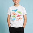 thumbnail image 3 of HAOTAGS Boys Glow-in-the-Dark T-shirts Round-Neck Short-Sleeve Graphic Tee Fun Soft & Breathable Summer Casual Cotton Top White Size 3-4 Years, 3 of 8