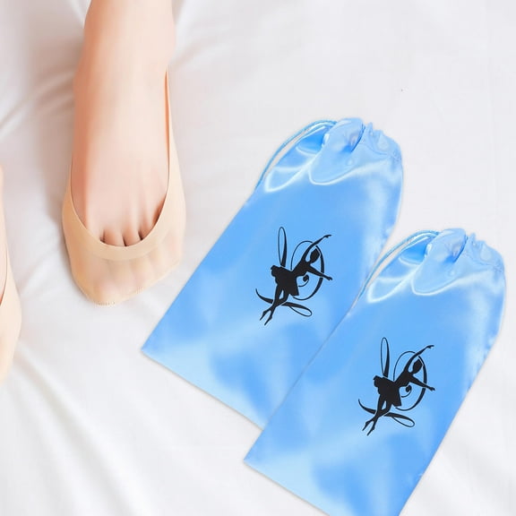 HONMEET 1 Pair Dance Ballet Bag Satin Blue Elegant Storage for Shoe Travel