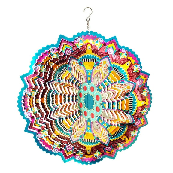 FONMY Mandala Lucky Star 12 inch 3D Stainless Steel Hanging Wind Spinner