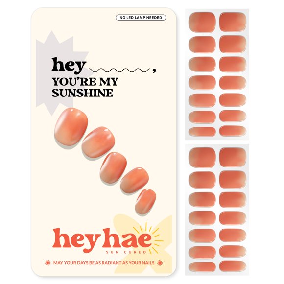Heyhae Tiras de uñas de gel semicuradas | Envolturas de uñas de gel curadas al sol, no necesita lámpara LED, fácil de aplicar y quitar | Incluye 28 tiras, 1 almohadilla de preparación, 1 lima de uñas