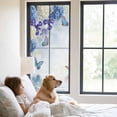 thumbnail image 3 of Blue Purple Floral Window Privacy Film, Ombre Butterflies Modern Art Spring Static Cling UV Sun Blocking Tint Film Heat Control Windows Films for Bedroom Bathroom, Window Stickers 23.6"x59", 3 of 8