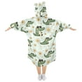 thumbnail image 2 of Dailycode Wearable Blanket Hoodie Oversized Sherpa Flannel Blankets with Pocket for 3-14 Year Old Cartoon Cute Daisy and Crocodile, 2 of 7