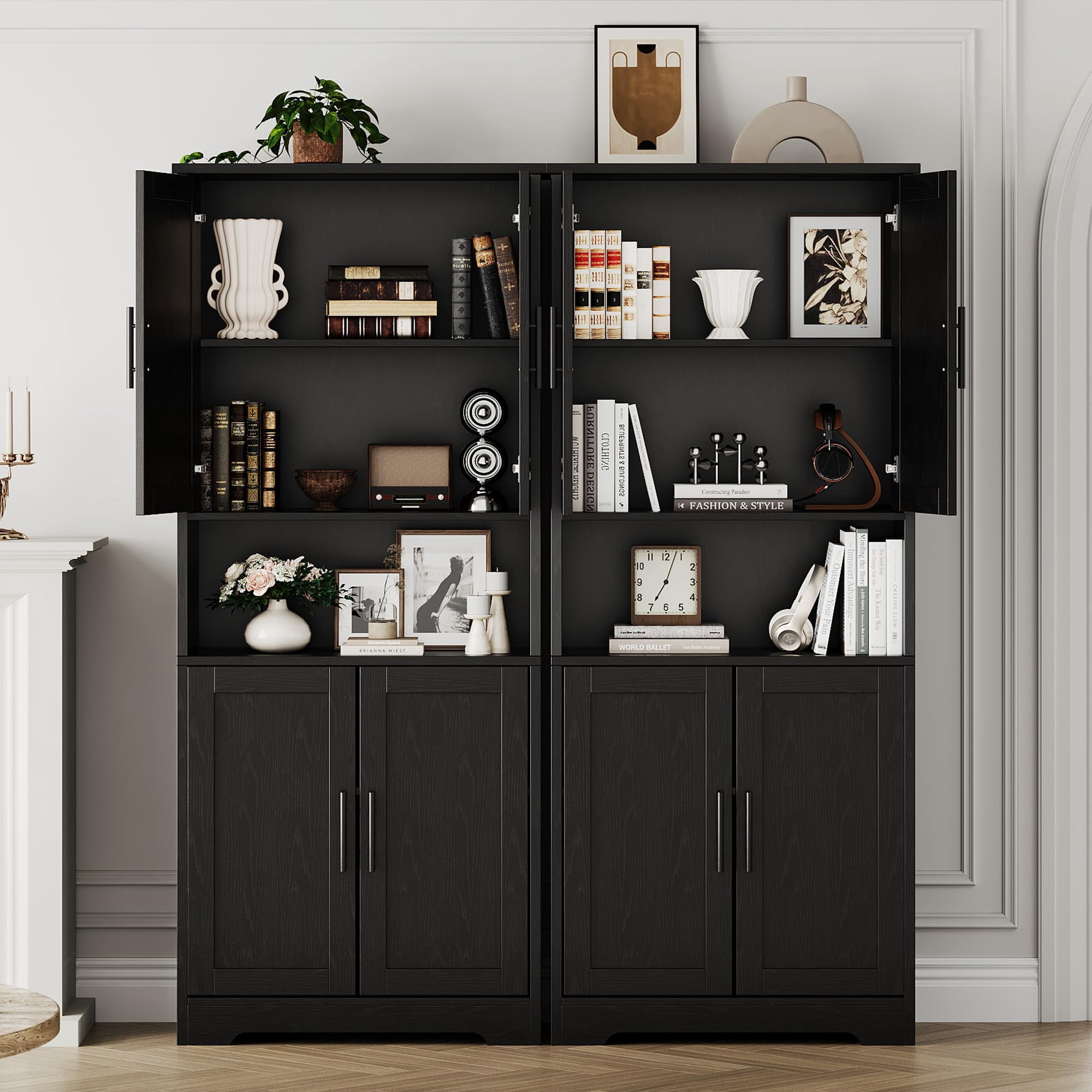 BouPower Pantry Cabinet,70" Tall Kitchen Pantry Cabinet with 2 Doors and 3 Adjustable Shelves, Freestanding Cupboard, Modern Tall Storage Cabinet for Bathroom, Dining Room, Living Room