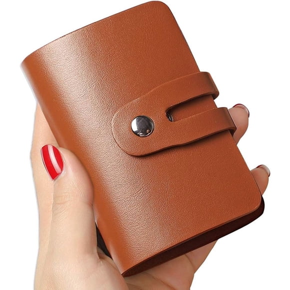 LAICAIW RFID Credit Card Holder for Women or Men, Leather Business Card Holder, Slim Credit Cards Organizer and Card Case, Minimalist Credit Card Wallet with 26 Card Slots (Brown)