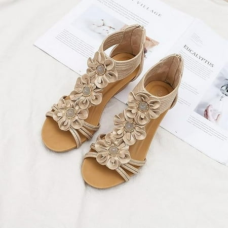 

XWQLWY Wedge Sandals for Women Open Toe Casual Summer Roman High Heel Breathable Beach Sandals