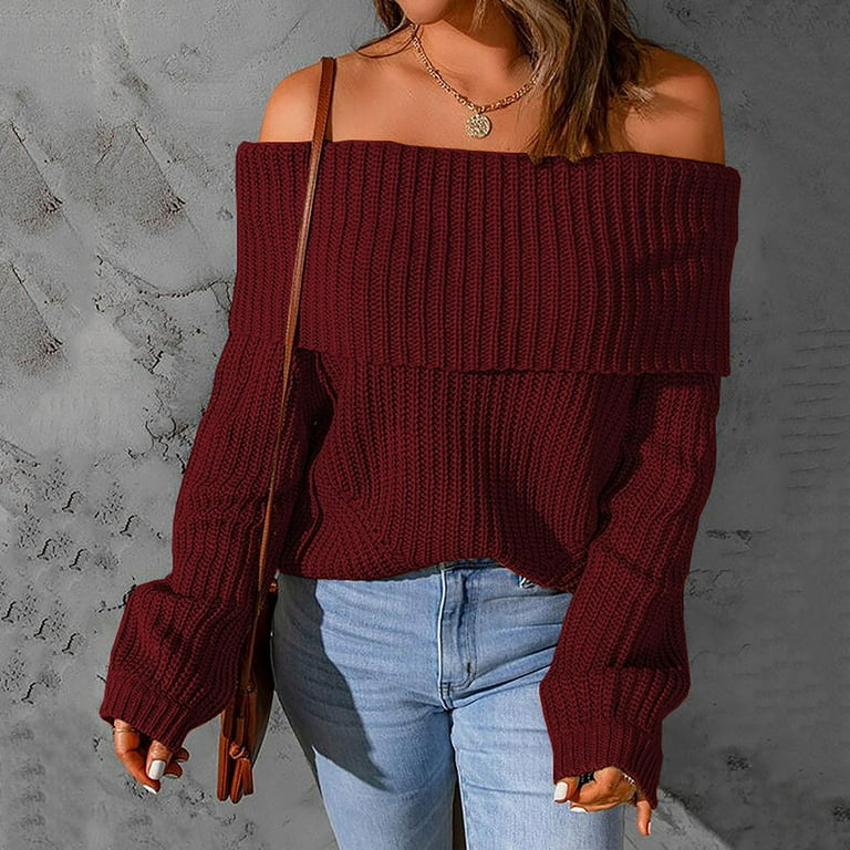 Single Sleeve Strapless Shoulder Solid Color Sweaters Single Sleeve Strapless Shoulder Solid Color Sweaters