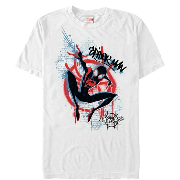 Men's Marvel Spider-Man: Into the Spider-Verse Graffiti Graphic Tee White Large