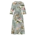thumbnail image 4 of WFJCJPAF 2025 New Product Dresses for Women under $10 Black,Women's Summer Printed Fashion 3/4 Sleeve Turndown Collar Dress - Mint Green S, 4 of 5