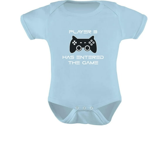Tstars Boys Unisex Video Game Gift for Gamer Shirt Player 3 Has Entered the Game Gift for 3rd Third Child Cool Funny Humor Nerdy Geek Gaming Birthday Gift for Son Baby Shower Baby Bodysuit