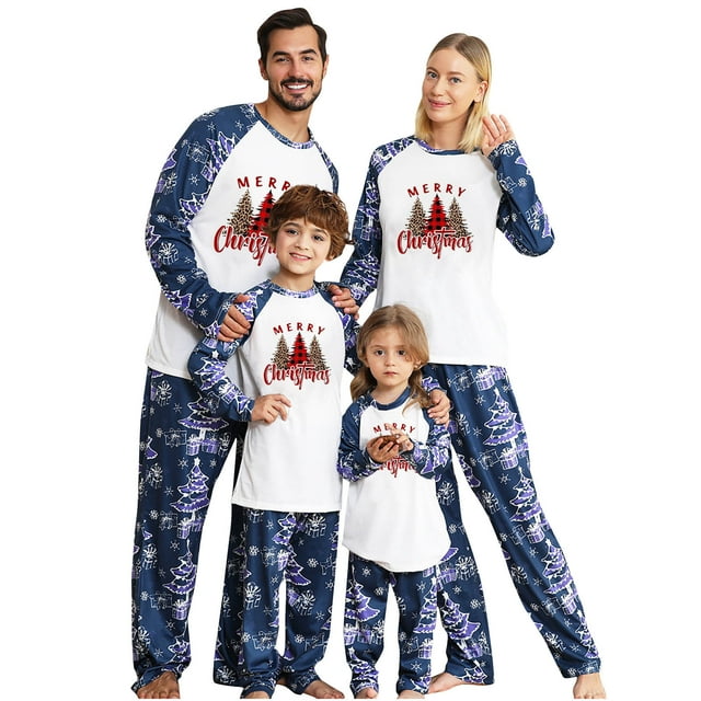 Pijamas Navideños Para La Familia Trajes A Juego Conjunto Cálido Impreso Ropa Para El Hogar Conjunto de Mamá de Dos Piezas Odeerbi ODB189934