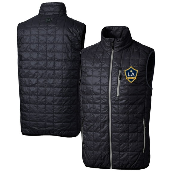 Men's-Cutter & Buck  Navy LA Galaxy Big & Tall Rainier PrimaLoft Eco Insulated Full-Zip Puffer Vest