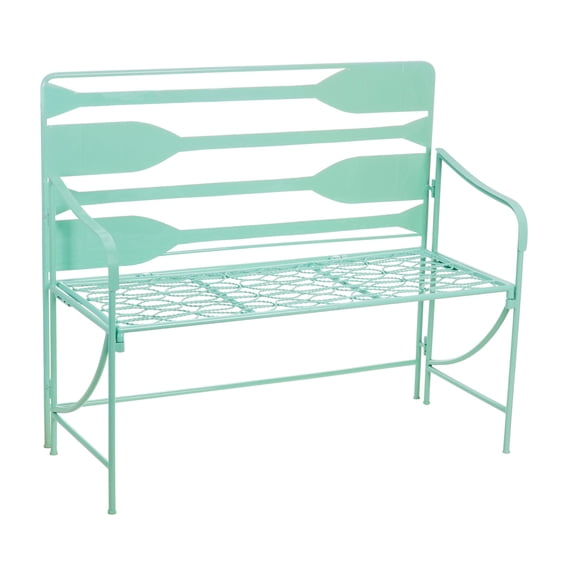 Evergreen Nautical Oars Metal Garden Bench, 45''x 22'' x 39'' inches