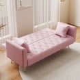 thumbnail image 6 of Aukfa Curved Arm Futon Convertible Sofa Bed for Home Office, 2 Pillows, Tufted Back, Velvet, Pink, 6 of 8