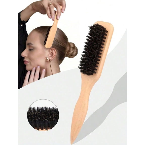Wooden Bristle Hair Brush - Slick Back Hair Brush for Sleek Hairstyles & Edge Control